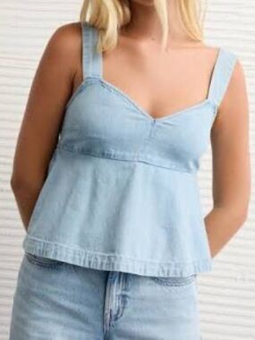NWT American Eagle Soft Denim Bow Top